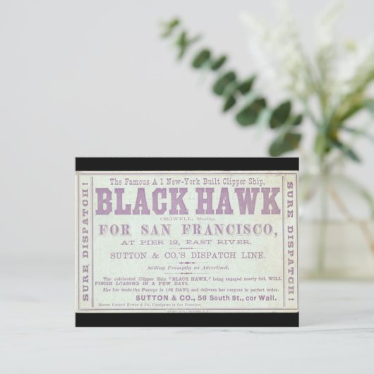 Black Hawk Clipper 1900 Postkarte (Stehend Vorderseite)