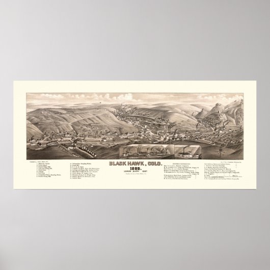 Black Hawk, CO Panorama Karte - 1882 Poster (Vorne)