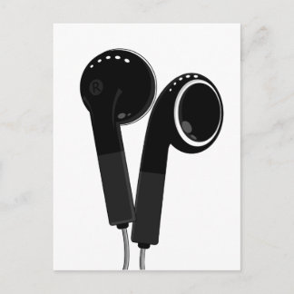 Black Headphone Postkarte