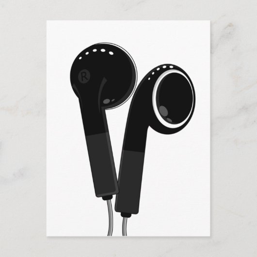 Black Headphone Postkarte (Vorderseite)