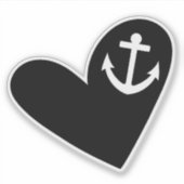 Black Heart Anchor Transparent Aufkleber (Vorderseite)