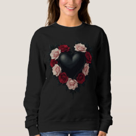 Black Heart And Wreath Of Black Roses Sweatshirt
