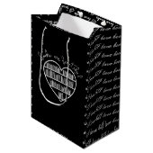Black Heart Book Lover Mittlere Geschenktüte (Vorderseite Schrägansicht)