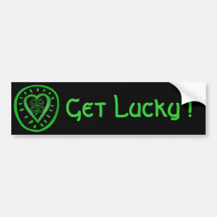 Black Heart Clover Get lucky Bumper St. Patrick Autoaufkleber