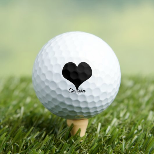 Black Heart Design Personalisiert Golfball (Insitu T-Shirt)