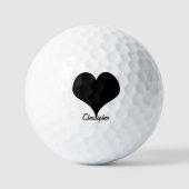 Black Heart Design Personalisiert Golfball (Vorderseite)
