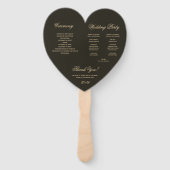 Black Heart Gold Wreath Monogram Wedding Program Fächer (Rückseite)