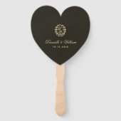 Black Heart Gold Wreath Monogram Wedding Program Fächer (Vorderseite)