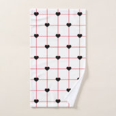 Black Heart Grid with Red Linework Badhandtuch Set (Handtuch)