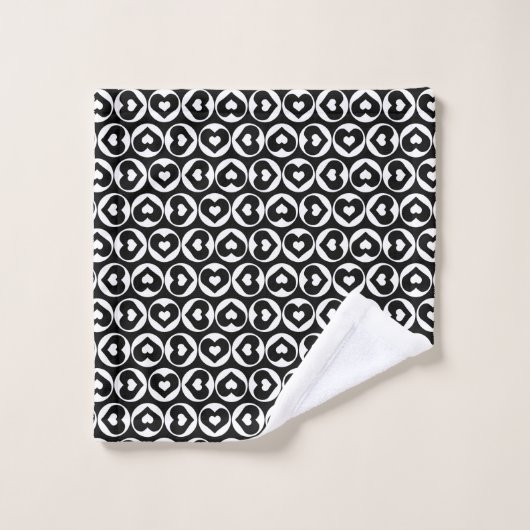 Black Heart Pattern Bold Badhandtuch Set (Waschlappen)