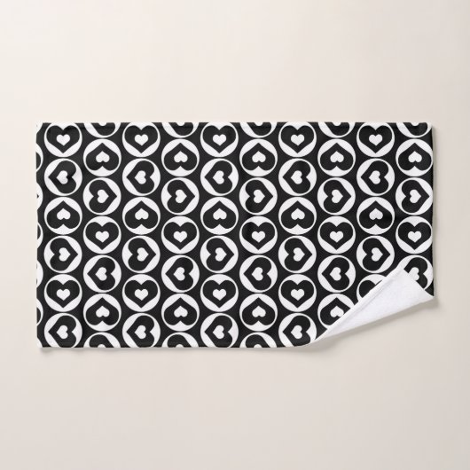 Black Heart Pattern Bold Badhandtuch Set (Handtuch)