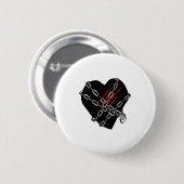 Black Heart Red Chains Cool Gothic Valentines Day Button (Vorne & Hinten)