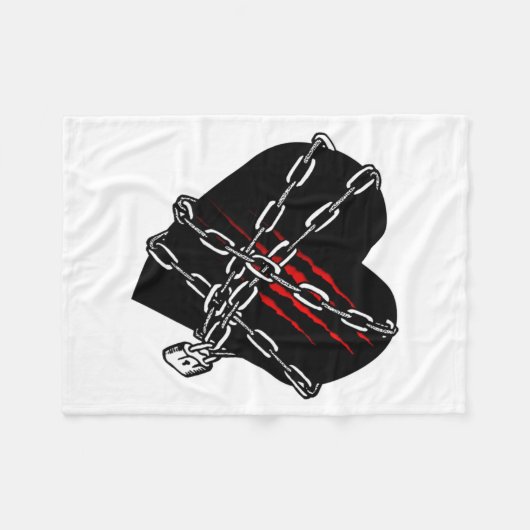 Black Heart Red Chains Cool Gothic Valentines Day  Fleecedecke (Vorderseite (Horizontal))