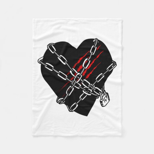Black Heart Red Chains Cool Gothic Valentines Day Fleecedecke (Vorderseite)