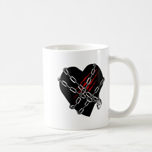 Black Heart Red Chains Cool Gothic Valentines Day  Kaffeetasse (Rechts)