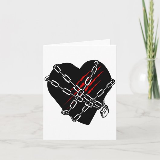 Black Heart Red Chains Cool Gothic Valentines Day Karte (Vorderseite)