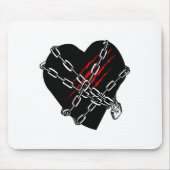 Black Heart Red Chains Cool Gothic Valentines Day  Mousepad (Vorne)