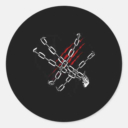 Black Heart Red Chains Cool Gothic Valentine's Day Runder Aufkleber (Vorderseite)