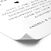 Black Heart Script Anniversary Piñata Wedding Sign Poster (Ecke)