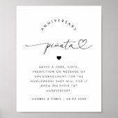 Black Heart Script Anniversary Piñata Wedding Sign Poster (Vorne)
