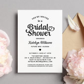 Black Heart Script Wedding Brautparty Einladung