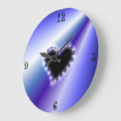 Black Heart with Stars on Purple Rainbow Große Wanduhr (Winkel)