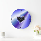 Black Heart with Stars on Purple Rainbow Große Wanduhr (Zuhause)