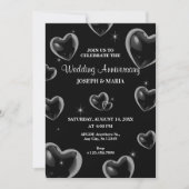 Black Hearts Blase Hochzeitstag Einladung (Vorderseite)