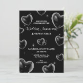 Black Hearts Blase Hochzeitstag Einladung (Stehend Vorderseite)