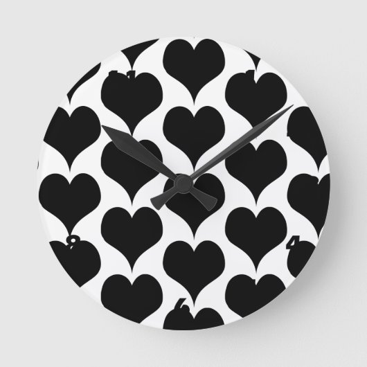 Black Hearts Design (wird oft als BH Design oder B Runde Wanduhr (Vorderseite)
