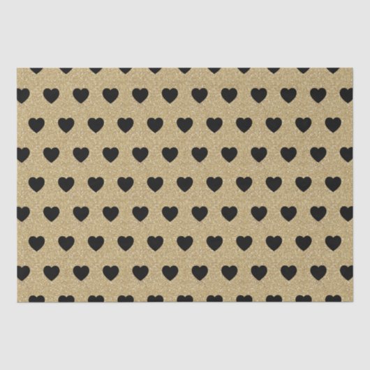 Black Hearts, Gold Glitzer Glitzern Seidenpapier (Vorderseite)