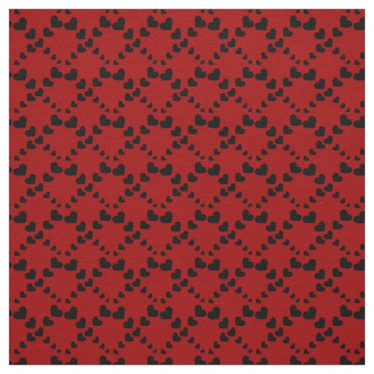 Black Hearts on Red Fabric Stoff (Muster)