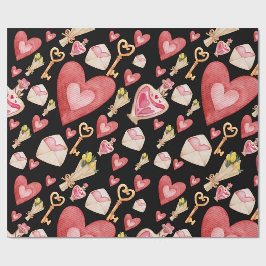 Black Hearts Style Geschenkpapier (Flach)