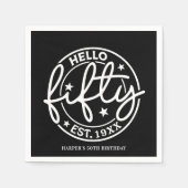 Black Hello 50. Geburtstag Serviette (Vorderseite)
