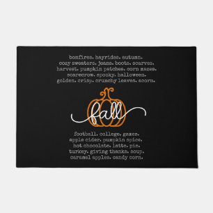 Black Hello Fall Definition Worte Pumpkin Herbst Fußmatte