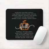Black Hello Fall Definition Worte Pumpkin Herbst Mousepad (Mit Mouse)