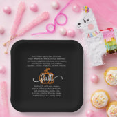 Black Hello Fall Definition Worte Pumpkin Herbst Pappteller (Party)