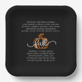 Black Hello Fall Definition Worte Pumpkin Herbst Pappteller (Vorderseite)
