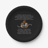 Black Hello Fall Definition Worte Pumpkin Herbst Pappteller (Vorderseite)