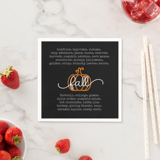 Black Hello Fall Definition Worte Pumpkin Herbst Serviette (Beispiel)