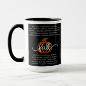 Black Hello Fall Definition Worte Pumpkin Herbst Tasse (Links)