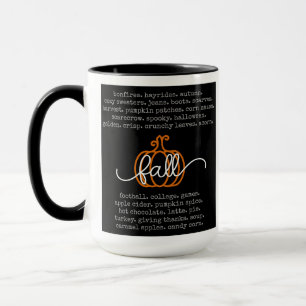 Black Hello Fall Definition Worte Pumpkin Herbst Tasse