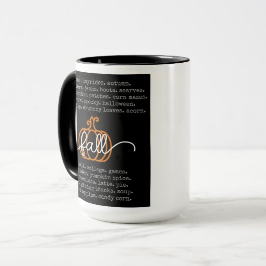 Black Hello Fall Definition Worte Pumpkin Herbst Tasse (Vorderseite Links)