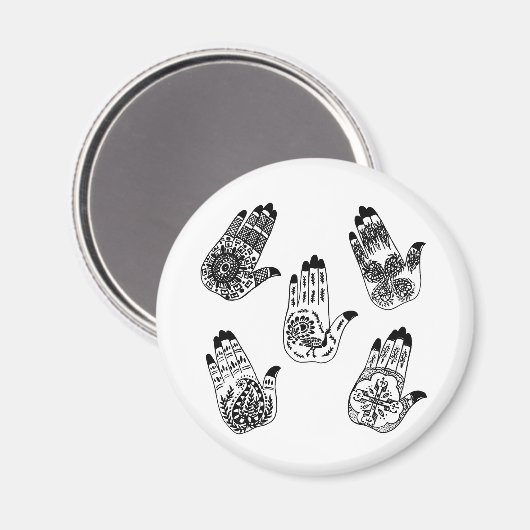 Black Henna Tattoo Hands Magnet (Vorderseite/Rückseite)