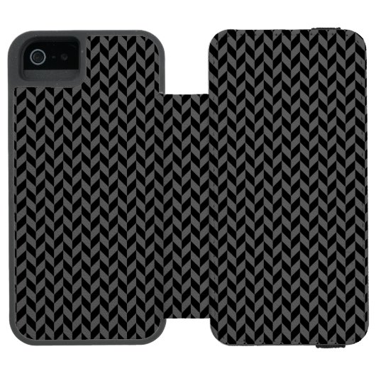 Black Herringbone iPhone 5 Wallet Case Incipio iPhone Geldbeutel-Hülle (Folio Geöffnet)