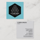 Black Hexagon - Geometrische Blöcke - Robin Egg Bl Quadratische Visitenkarte (Vorne/Hinten)