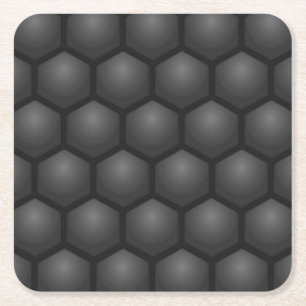 BLACK HEXAGON PATTERN RECHTECKIGER PAPPUNTERSETZER