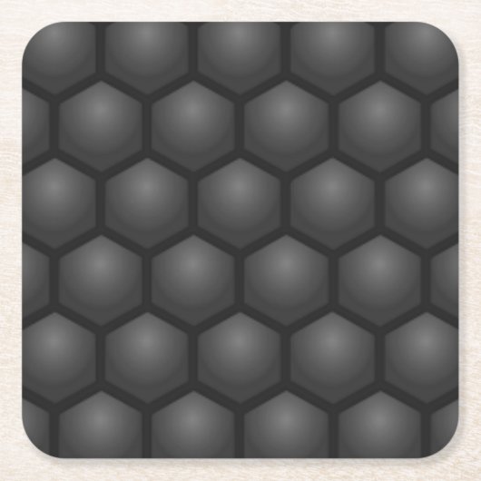 BLACK HEXAGON PATTERN RECHTECKIGER PAPPUNTERSETZER (Vorderseite)
