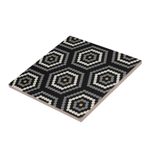 Black Hexagon Penny Hex Tile Pattern Fliese (Seite)