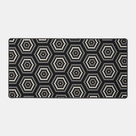 Black Hexagon Penny Hex Tile Pattern Schreibtischunterlage (Vorderseite)